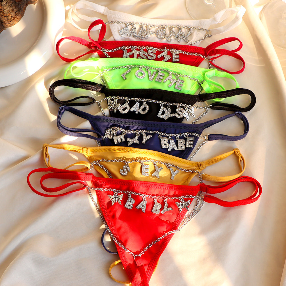 Personalized Chain Thong - Diamond letters