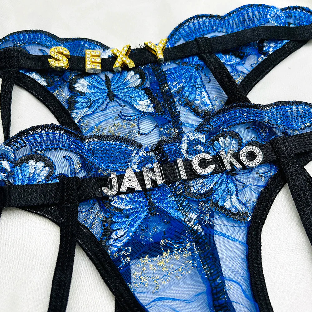 Blue Butterfly Personalized Thong